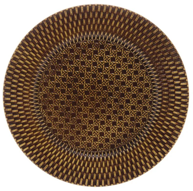 Sousplat Plástico Textura Rattan Castanho 33cm 61451 Wolff