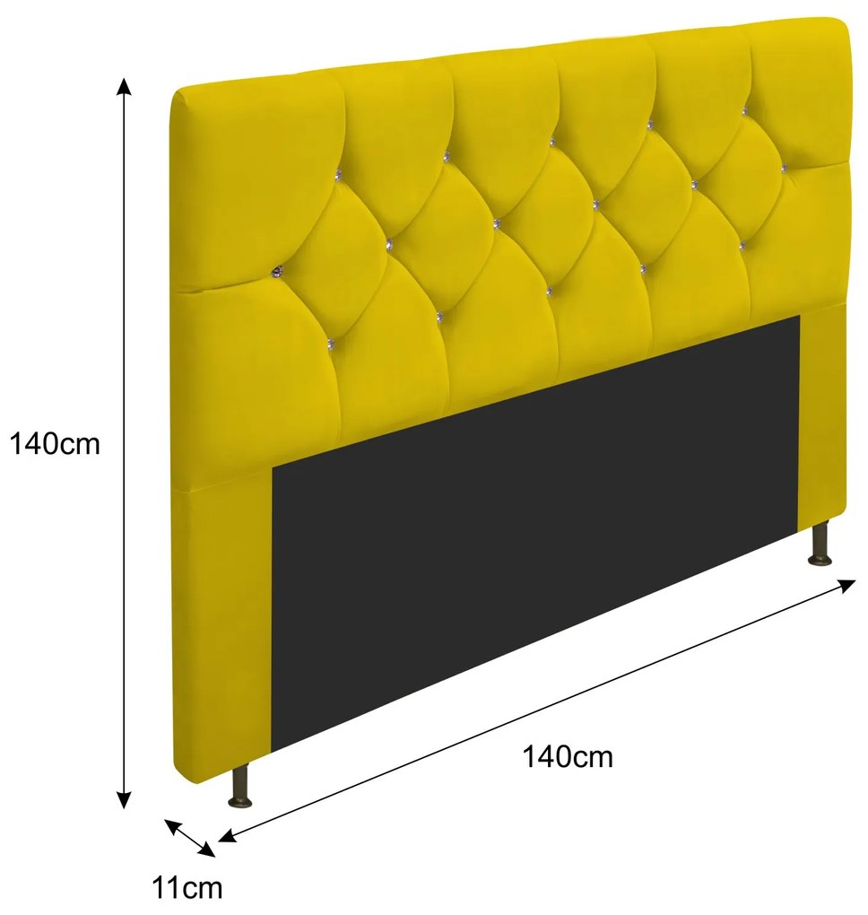 Cabeceira Casal França A05 c/ Strass 140 cm para Cama Box Corano - ADJ Decor