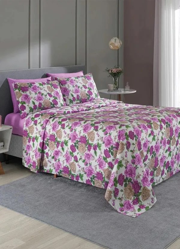 Edredom 150 Fios Algodão Floral Queen 1 Peça
