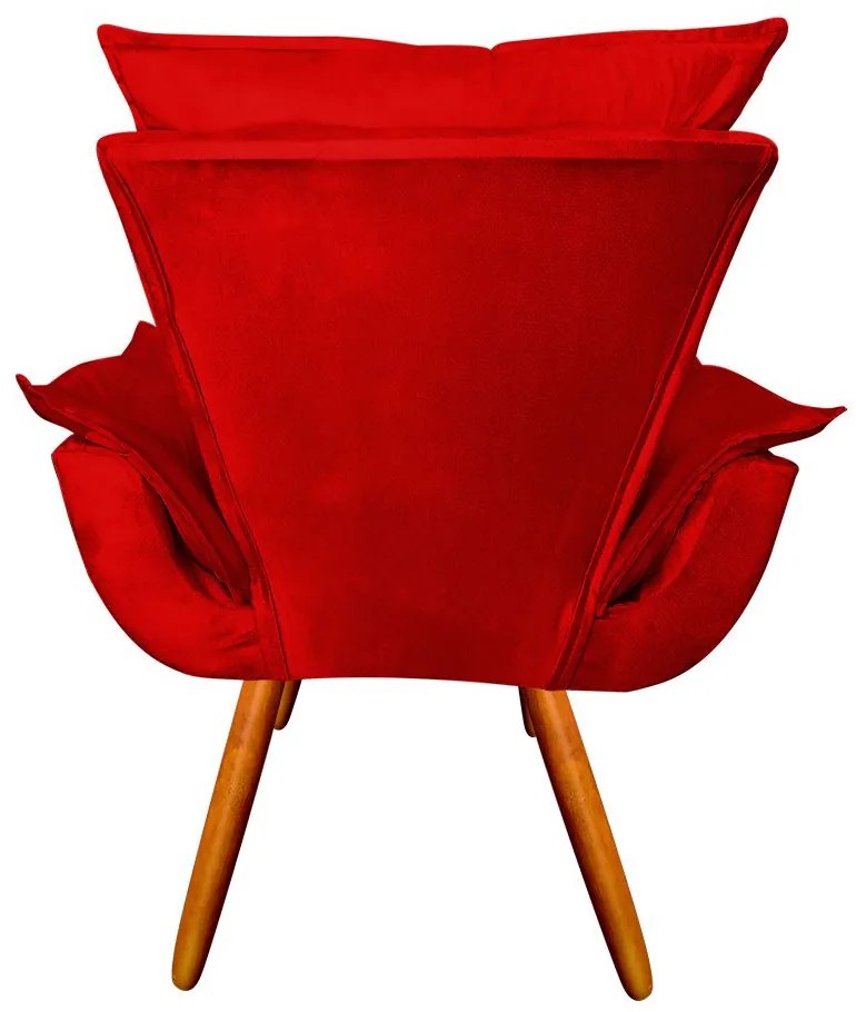 Poltrona Decorativa Pés Palito Emília Plus Suede Vermelho