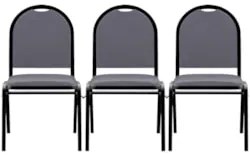 Kit 3 Cadeiras Hoteleiras Auditório Empilhável Sintético Z33 Cinza - M