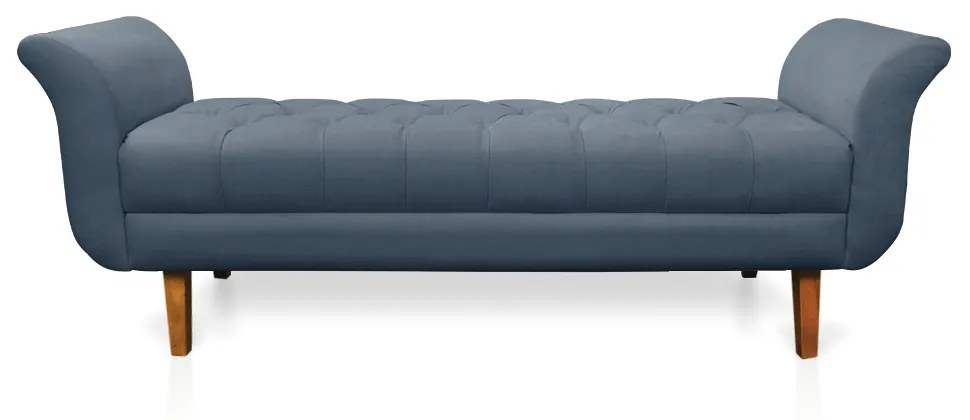 Recamier Olinda Suede Azul Marinho 160 cm Pés Chanfrado Castanhos - D'Rossi