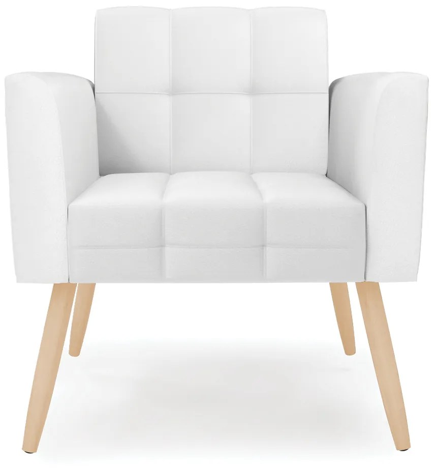 Poltrona Elisa Corino Pés Palito Natural D03 - D'Rossi - Branco