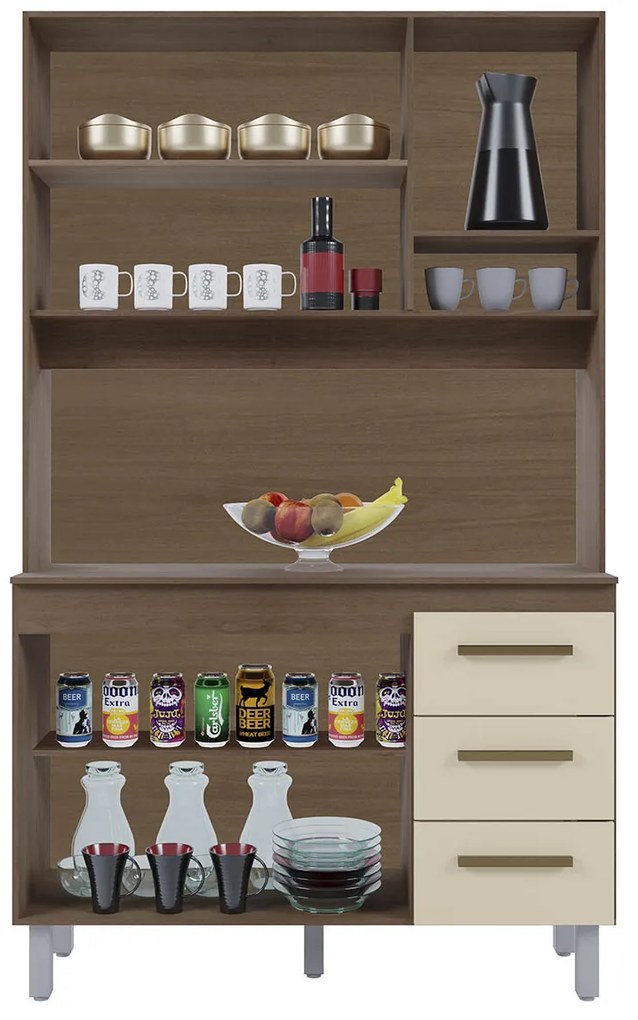 Kit Zínia 5 Portas 3 Gavetas Cozinha MB1 120cm