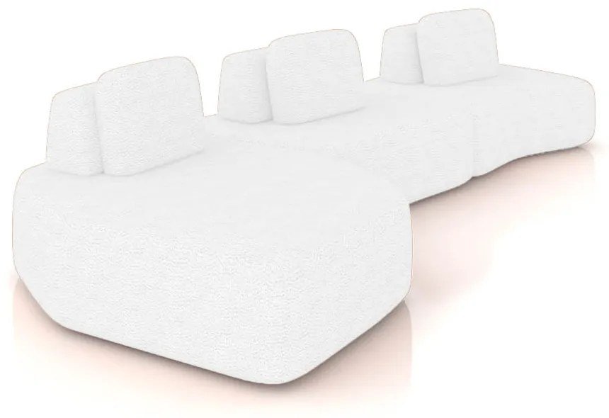 Sofá 3 Lugares Orgânico com Chaise e 2 Módulos Berlim Bouclê Off K01 - D'Rossi - Off White