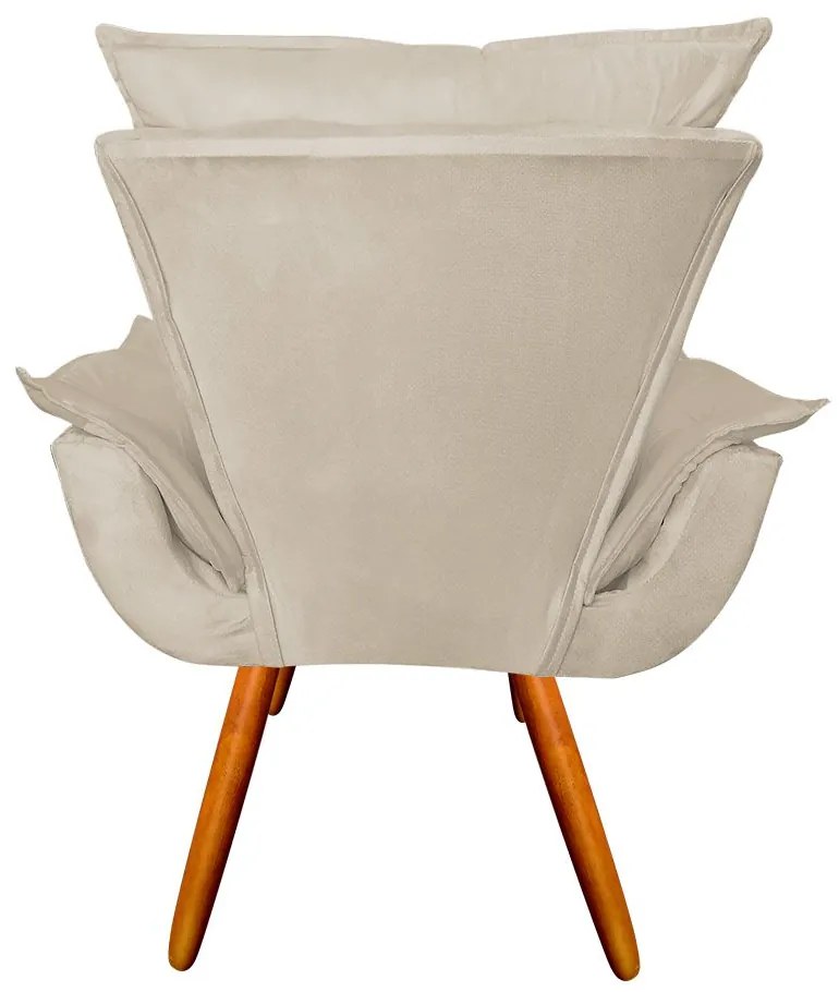 Poltrona Decorativa Pés Palito Emília Plus Suede Bege
