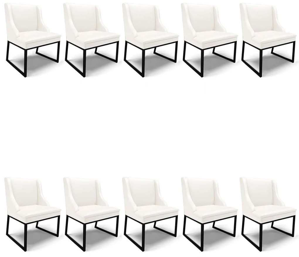 Cadeira Sala de Jantar Industrial Preto kit 10 Liz Sintético D03 - D'Rossi - Branco