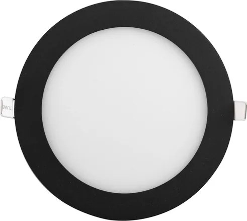 Plafon Led De Embutir Redondo Aluminio Preto 12W Moldura - LED BRANCO QUENTE (3000K)