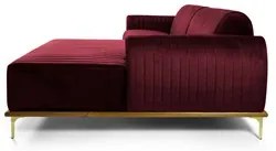 Sofá 255cm 4 Lugares com Chaise Direito Pés Gold Molino C-278 Veludo M