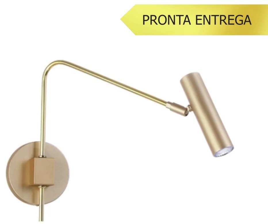 Arandela Haste Articulada Tubinho 12X40X32Cm Metal 01Xmr11 | Old Artis... (DOURADO FOSCO)