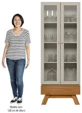 Cristaleira 2 Portas Com Gaveta Marcela L06 Nature/Off White - Mpozena