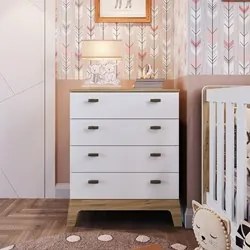 Cômoda Infantil 4 Gavetas 71cm Favo de Mel 003 Itapuã/Branco - Complet