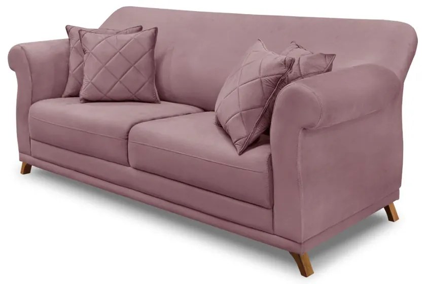 Sofá Decorativo 180cm 2 Lugares com 4 Almofadas Armstrong Veludo Lilás G63 - Gran Belo
