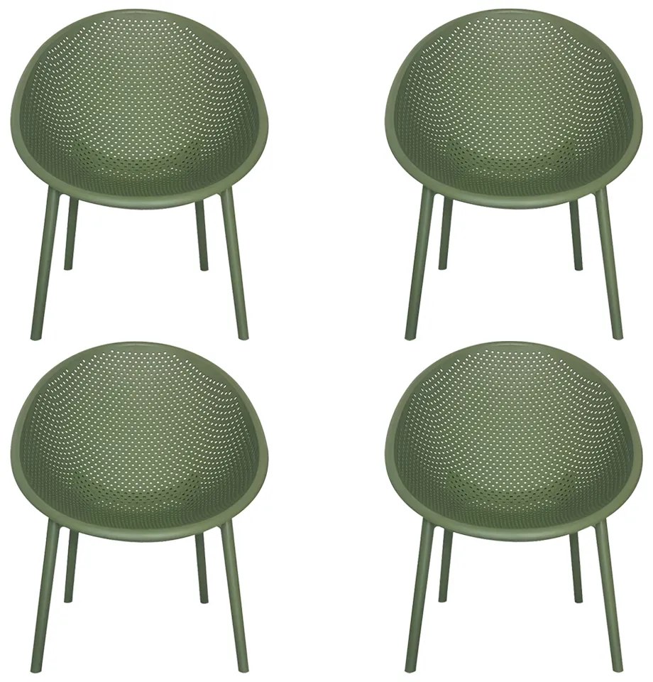 Kit 4 Poltronas Área Externa de PP Marina com Base Desmontável Verde G56 - Gran Belo