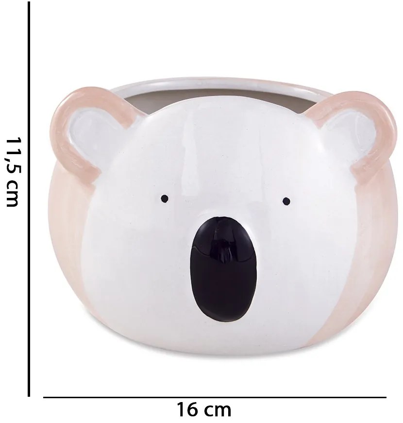 Cachepot "Coala" Em Ceramica Branco e Rose 11,5x16 cm M02 - D'Rossi