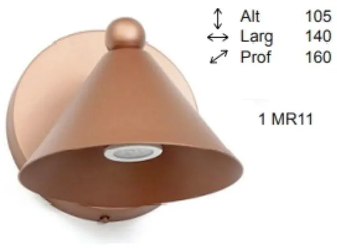 Arandela Time Cone Aluminio Fixo 16X14X10,5Cm 1Xmr11 - Old Artisan Ar-... (DOURADO FOSCO)
