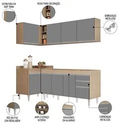 Armário de Cozinha Modulado de Canto Direito 4 Peças CP40 Balcão sem T
