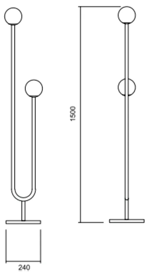 Luminária De Chão Pêndulo C/ 2 Globos Ø30X147Cm 2L G9 / Metal E Globo... (TT-M Titânio Metálico, CLEAR)