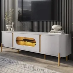 Rack Bancada Para TV 75 Pol 180cm Ricky Off/Naturalle B02 - Mpozenat
