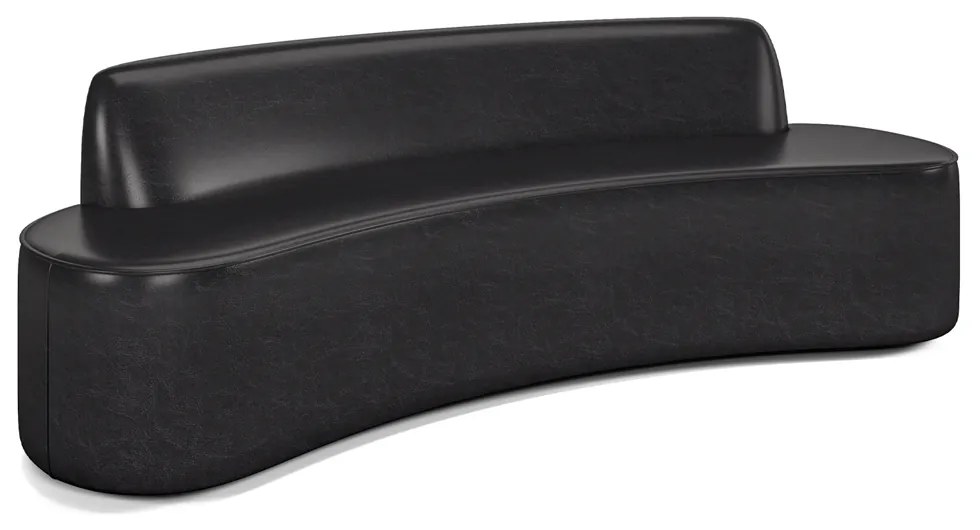 Sofá Decorativo 4 Lugares 260cm Bélgica Curvo PU Preto G15 - Gran Belo