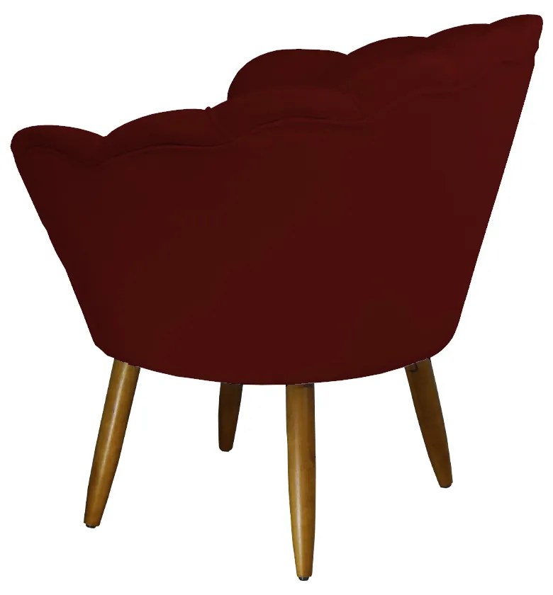 Poltrona Decorativa Pétala Pés Palito Suede Bordô - Sheep Estofados