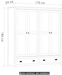 Guarda Roupa Casal 176cm 4 Portas 2 Gavetas Lázio Freijó F07 - Mpozena