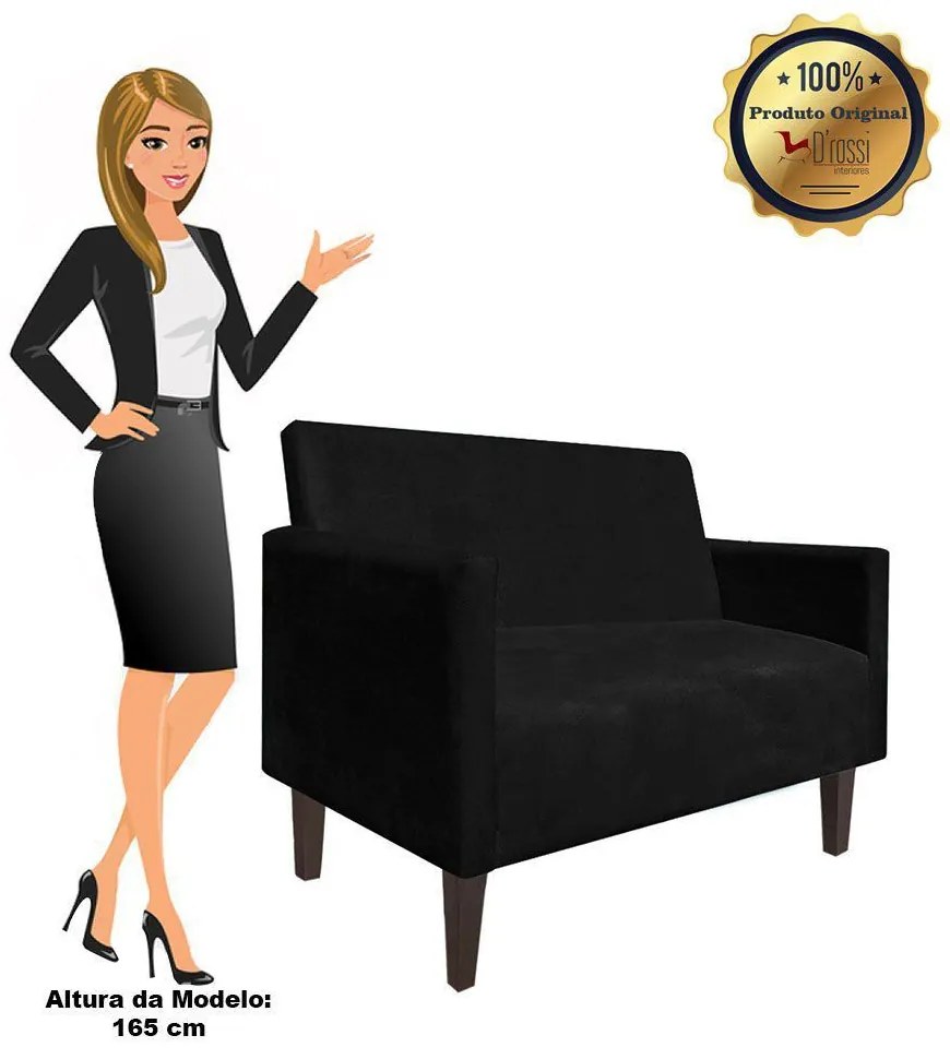 NAMORADEIRA JADE 02 LUGARES SUEDE PRETO