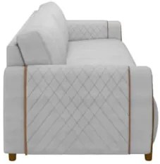 Sofá 3 Lugares 223cm Pés Madeira Amaranto Z32 Veludo Cinza - Mpozenato