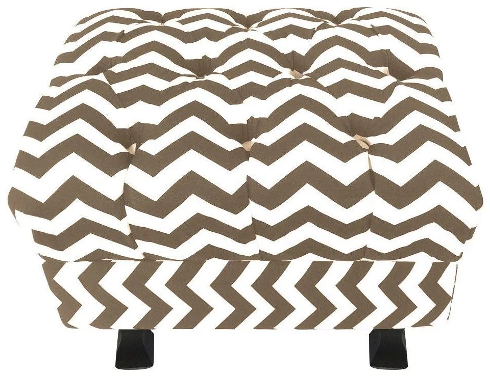 Puff Retrô Luis XV Capitonê Estampado Zig Zag Bege D81 - D'Rossi