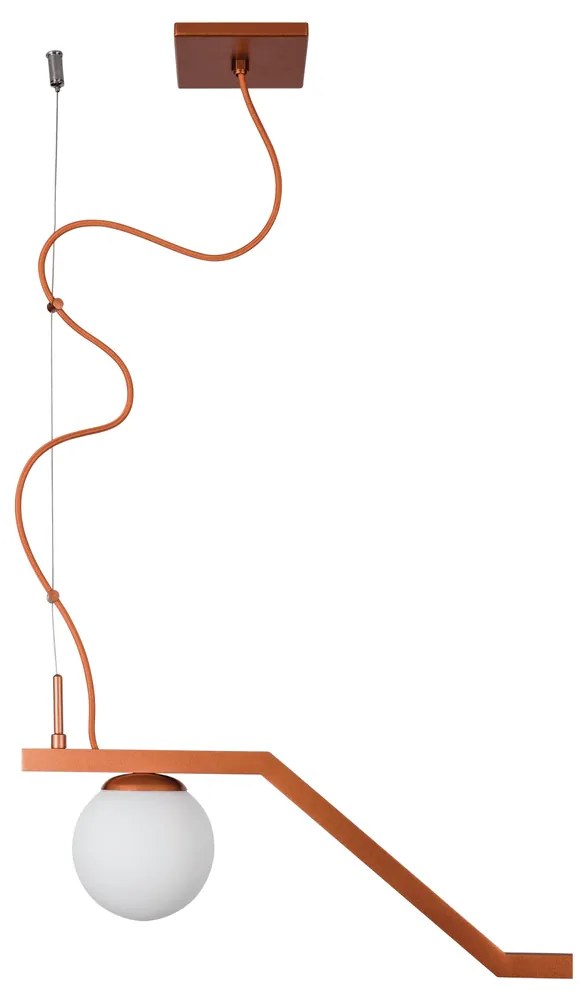 Pendente Zig 90X30Cm 3Xg9 / Cabo Aço Chumbador + Cabo Rayon / Globo Ø1... (BT - Branco Texturizado, FOSCO)