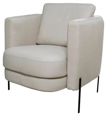 Poltrona Fiama Couro Pérola Pés em Ferro Fixo 77cm - 70021 Sun House