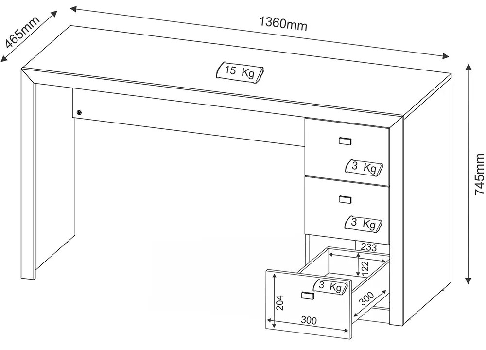 Mesa para Escritório Home Office ME4102 MDP Branco G69 - Gran Belo