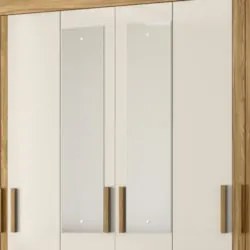 Guarda Roupa Casal 165cm Com Espelho Guiana Freijó/Off Z17   - Mpozena