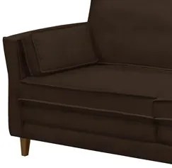 Sofá Living 3 Lugares 180cm Pés Madeira Efraim F05 Veludo Marrom - Mpo