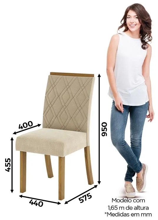 Kit Conjunto 2 Cadeiras Vita Sala de Jantar Nature Linho