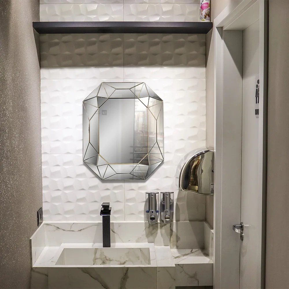 Espelho Decorativo Prata Diamond 61x51x4,5 Cm - D'Rossi
