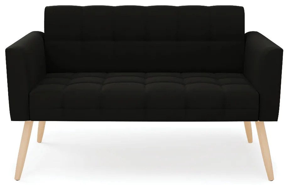 Sofá Namoradeira Elisa Suede Pés Palito Natural - D'Rossi - Preto