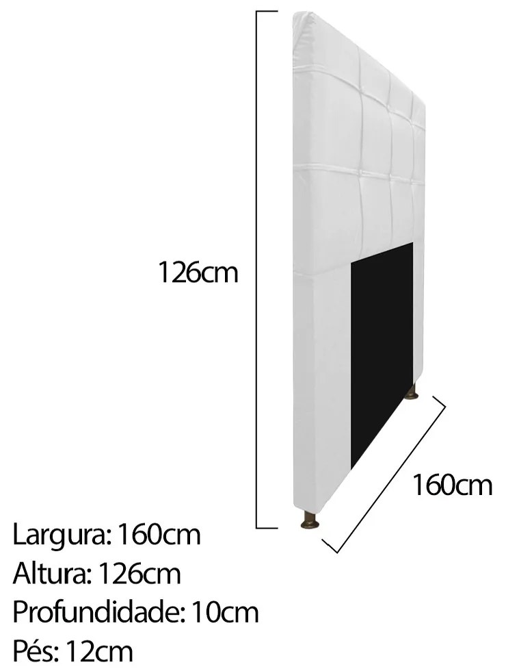 Kit Cabeceira e Calçadeira Baú Estofada Mel 160 cm Queen Size Com Capitonê Corano Branco - ADJ Decor