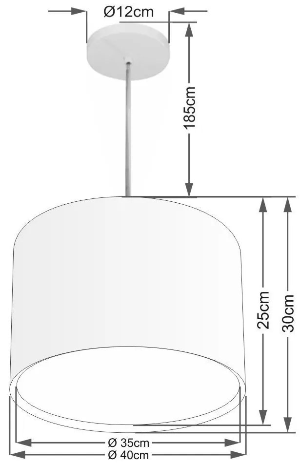 Lustre Pendente Cilíndrico Duplo Md-4292 Cúpula em Tecido 40x30cm Rustico Cinza - Bivolt
