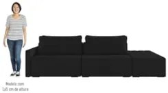 Sofá Ilha Modular com Puff para Sala Living 252cm Georgia Z08 Veludo P