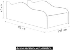 Cama Solteiro Infantil Baixa Para Colchão 188x88cm Ursinhos K06 - Mpoz
