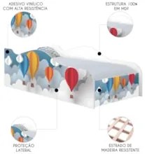 Cama Solteiro Infantil Baixa Para Colchão 188x88cm Balões K06 - Mpozen