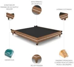Cama Casal Base Box 140cm Many Z37 Sintético Caramelo - Mpozenato