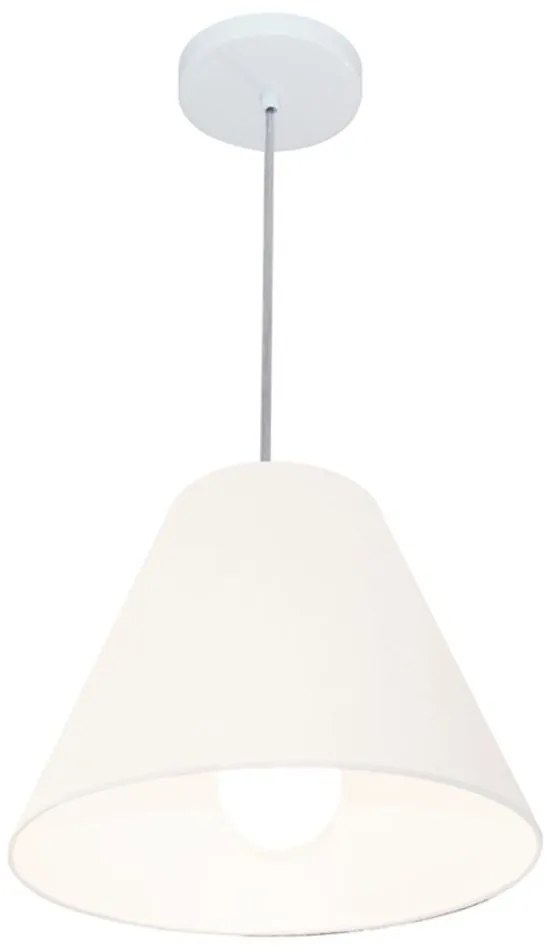 Lustre Pendente Cone Md-4028 Cúpula em Tecido 25/30x12cm Branco - Bivolt