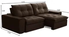 Sofá Retrátil Reclinável 3 Lugares 210cm Argon F05 Veludo Marrom - Mpo