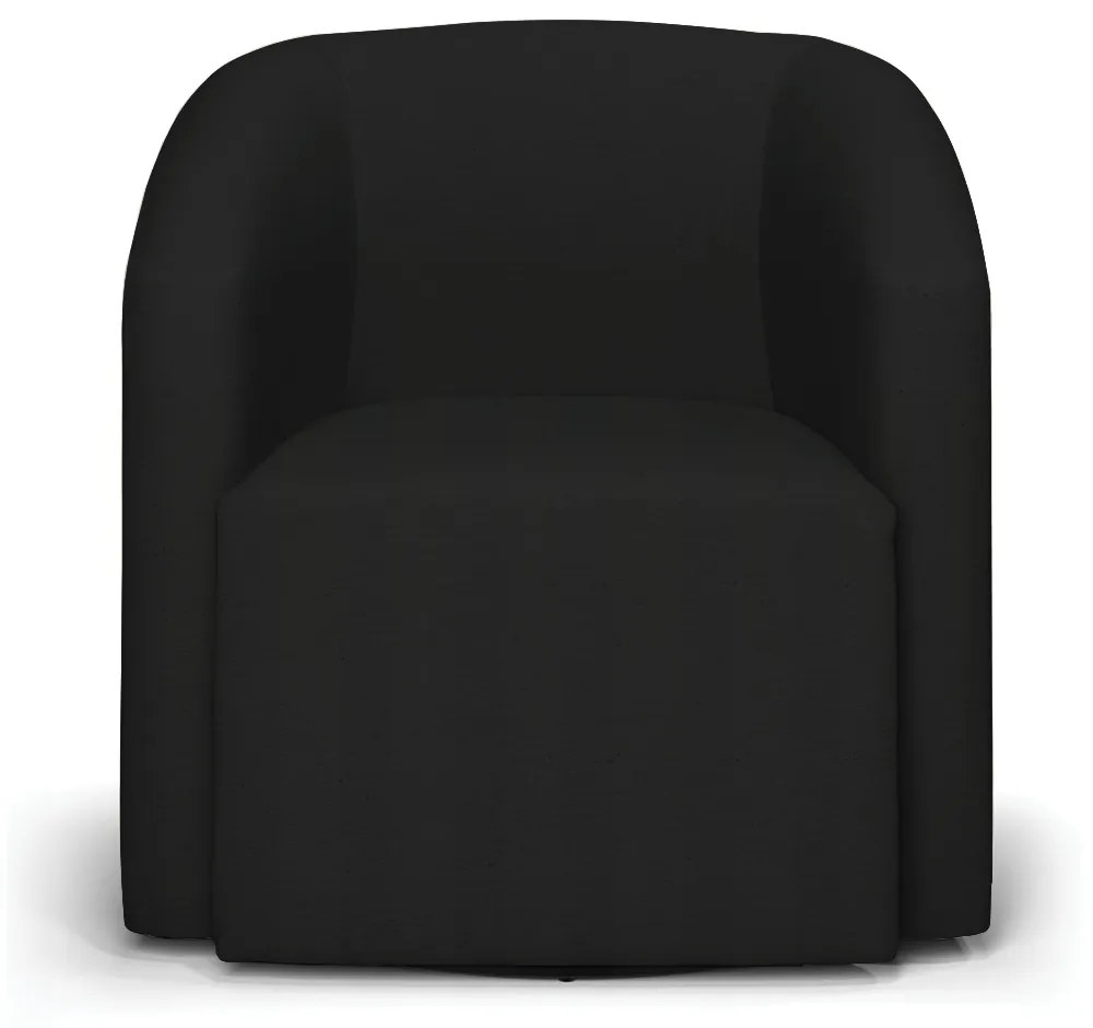 Poltrona Decorativa Base Giratória Kit 2 Stella Max Linho Preto D03 - D'Rossi