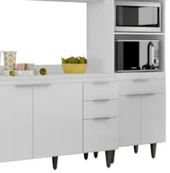 Armário de Cozinha Com Tampo CP02 240cm Pérola Branco Z34 - Mpozen