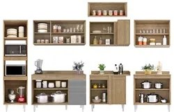Armário de Cozinha Modulada de Canto 8 Peças CP02 Balcão com Tampo Cas