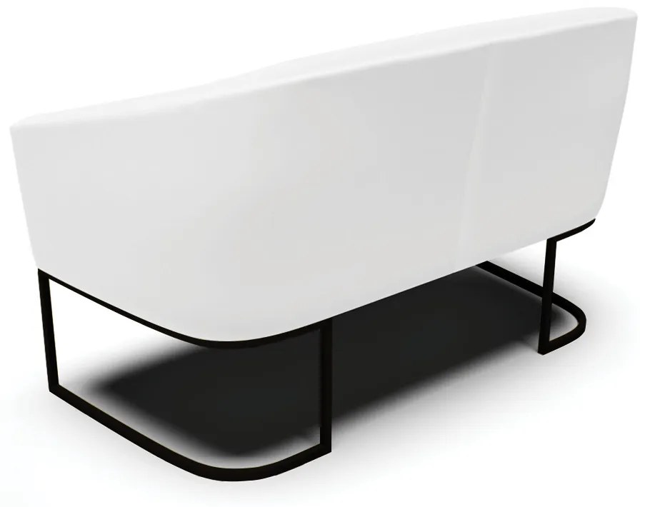 Sofá Namoradeira e Poltrona Base Industrial Preto Stella Corino Branco D03 - D'Rossi