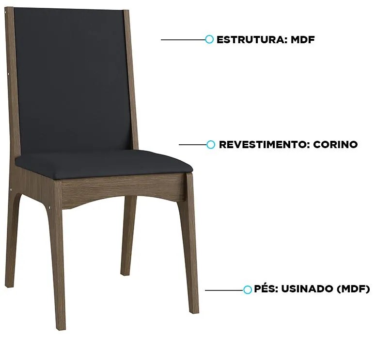 Conjunto C/ 2 Cadeiras Em Mdf Estofada Envelopada Corino 918 -Ameixa Negra